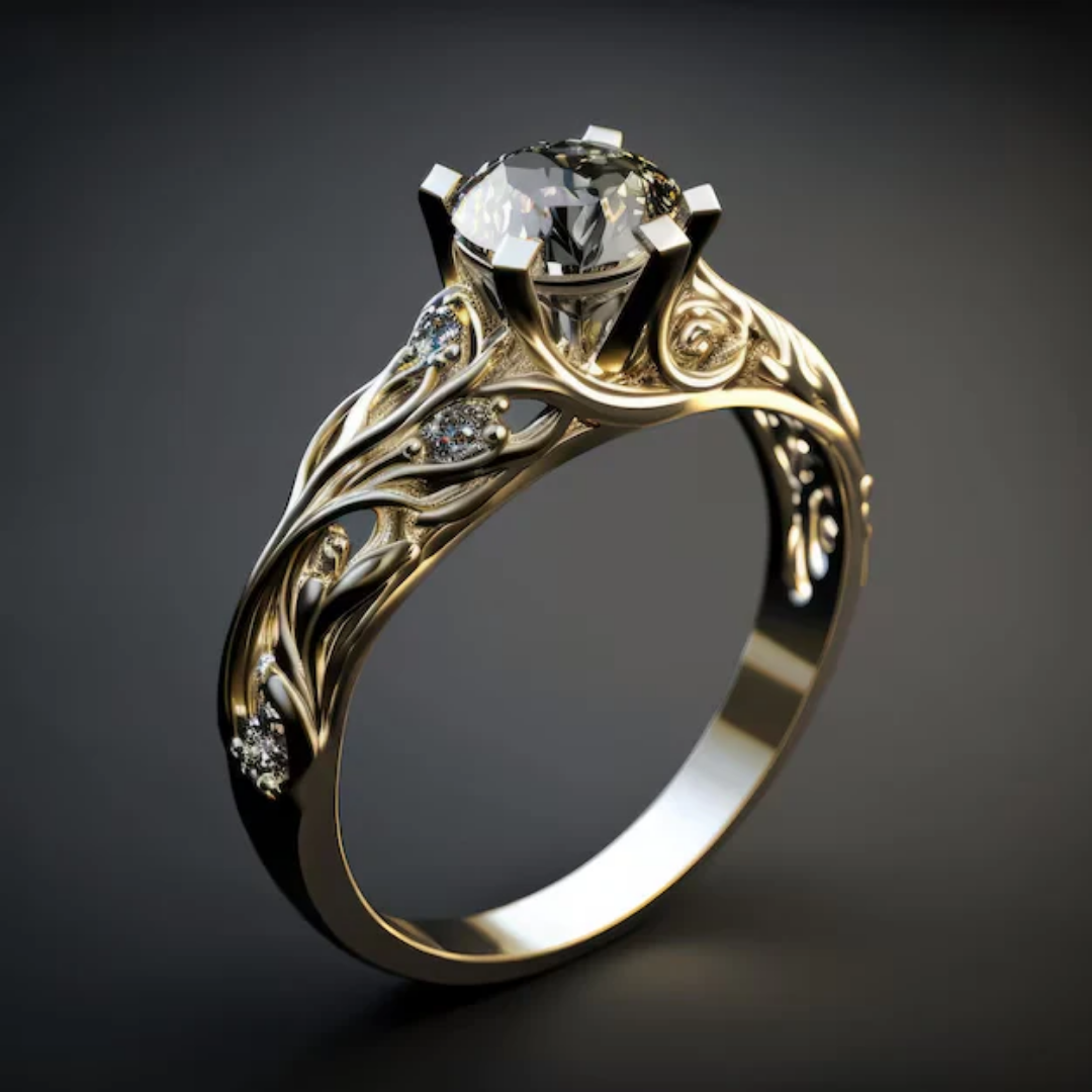 Anel elegante com zircônia exótica