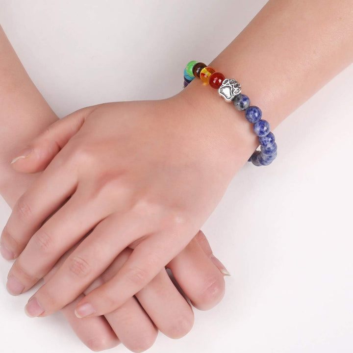 Pulseira Memorial Rainbow Bridge – Presente com 7 Contas dos Chakras para a Perda de um Animal de Estimação
