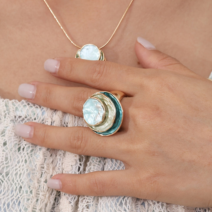 Anel Boho de Três Camadas Esmaltado