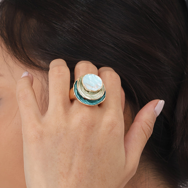Anel Boho de Três Camadas Esmaltado