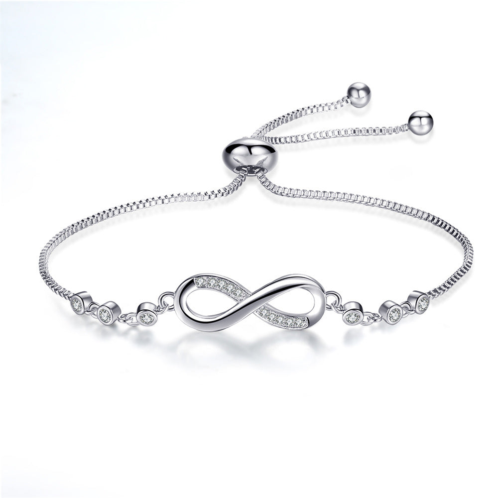 Pulseira Infinity ajustável em prata