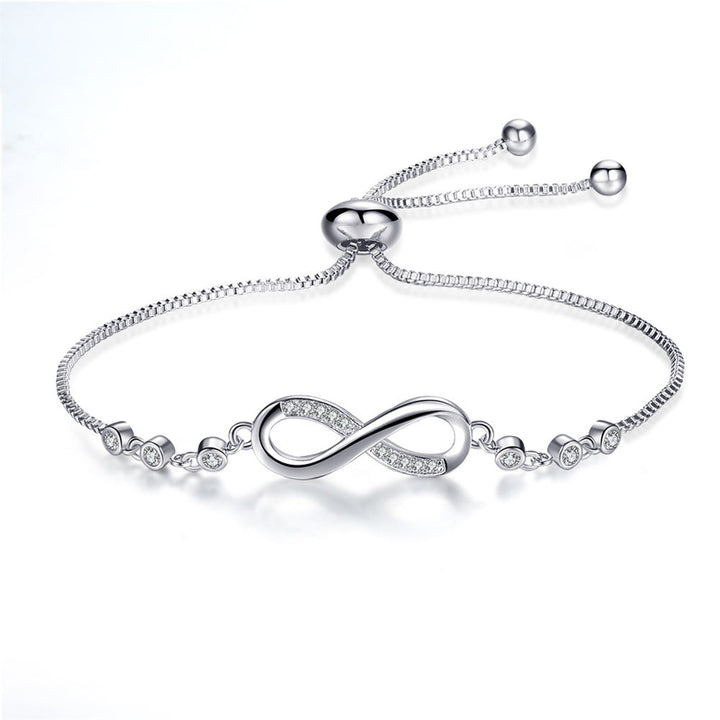Pulseira Infinity ajustável em prata