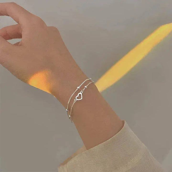 Pulseira Ajustável de Prata com Coração