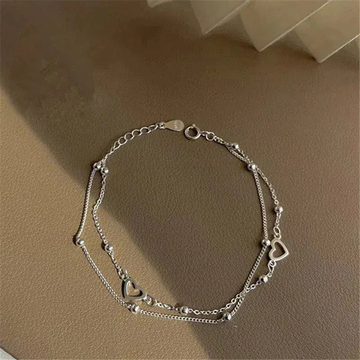 Pulseira Ajustável de Prata com Coração