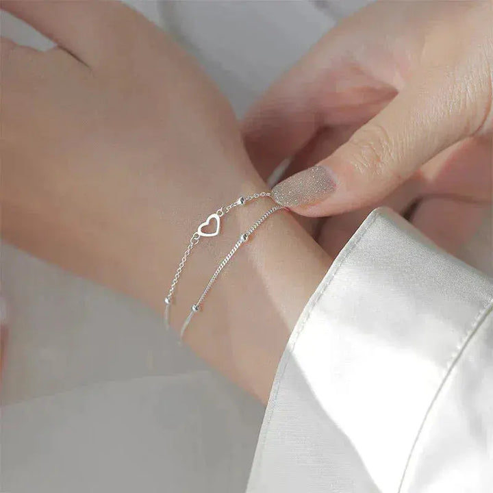 Pulseira Ajustável de Prata com Coração