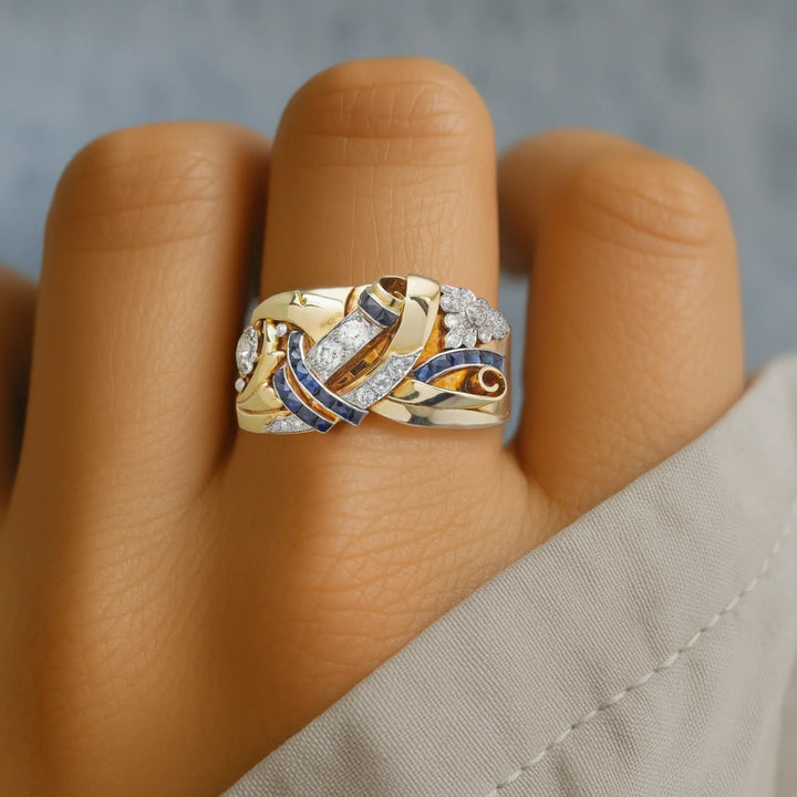 Anel Vintage em Ouro com Zircônia