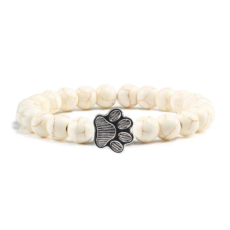 Pulseira com Contas em Forma de Pata – Design em Pedra Natural