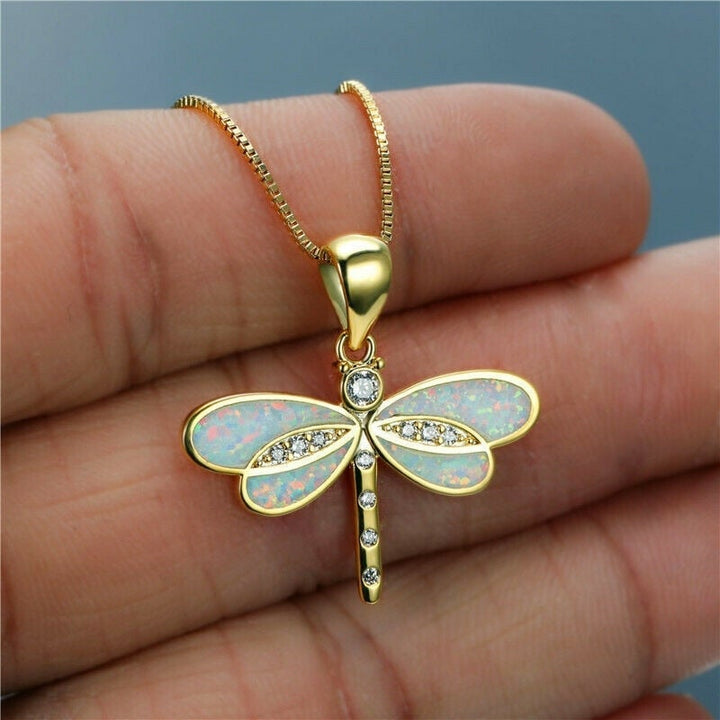 Colar Libélula em Ouro com Opala