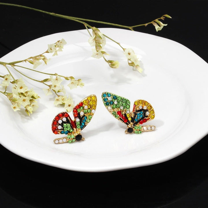 Brincos de Pino de Borboleta com Zircónias Coloridas