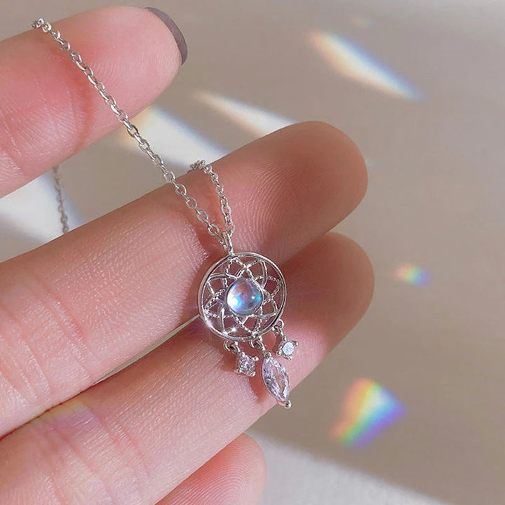 Colar Prata Lua Cristal Apanhador de Sonhos