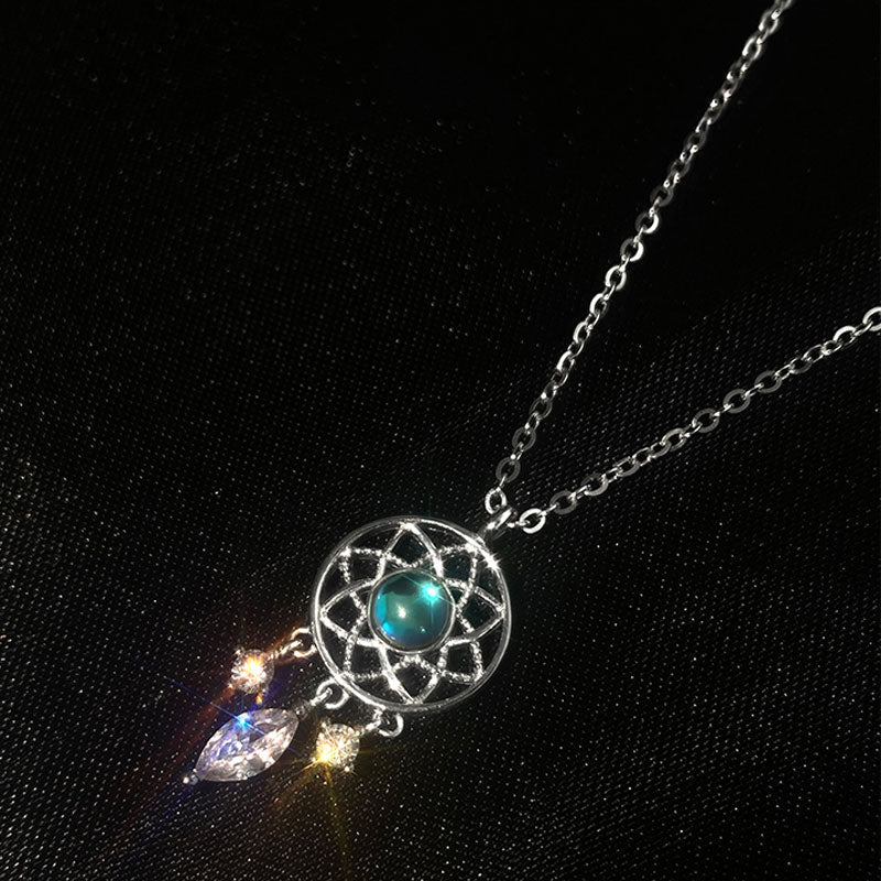 Colar Prata Lua Cristal Apanhador de Sonhos