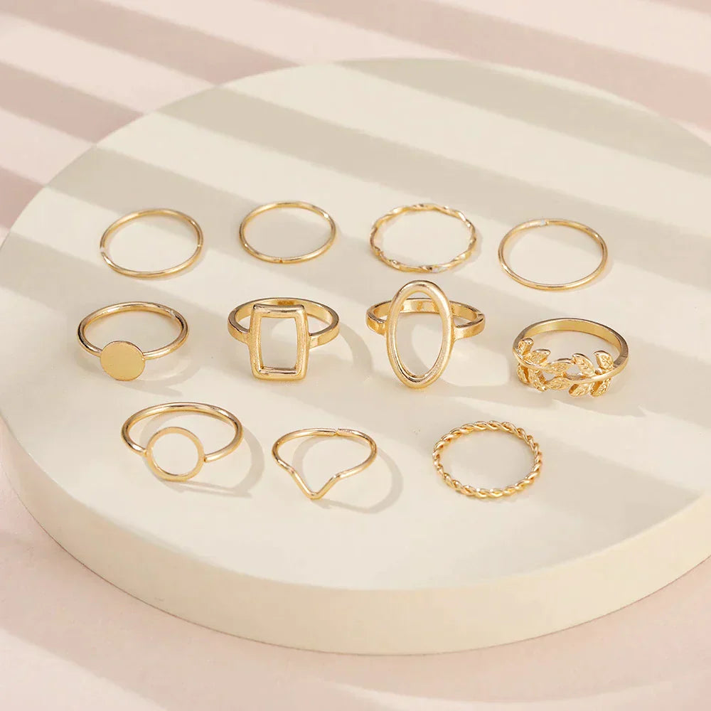 Conjunto de 11 anéis vintage em prata