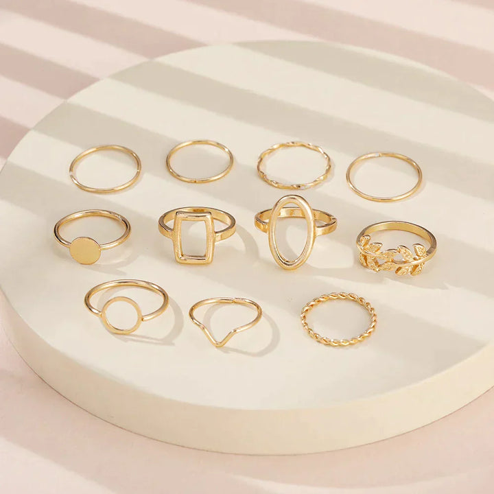 Conjunto de 11 anéis vintage em prata