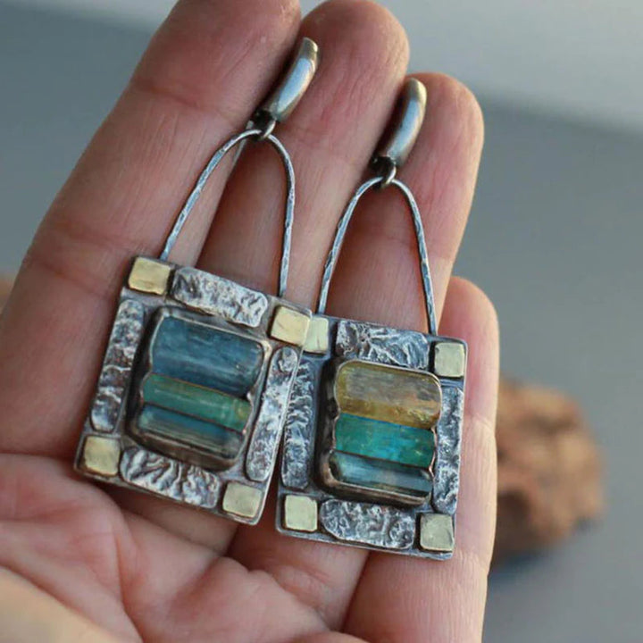 Brincos de cristal azul esverdeado