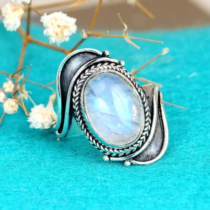 Anel Elegante Pedra da Lua