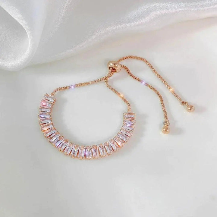 Pulseira Ajustável de Zircónia Cúbica em Ouro e Prata