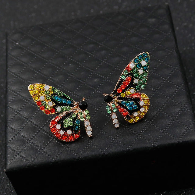 Brincos de Pino de Borboleta com Zircónias Coloridas