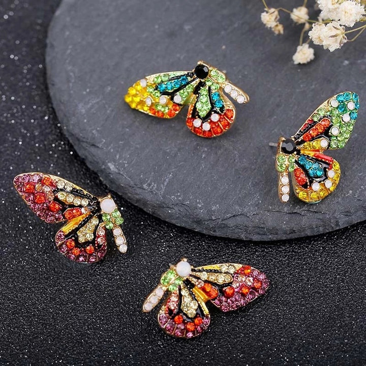 Brincos de Pino de Borboleta com Zircónias Coloridas