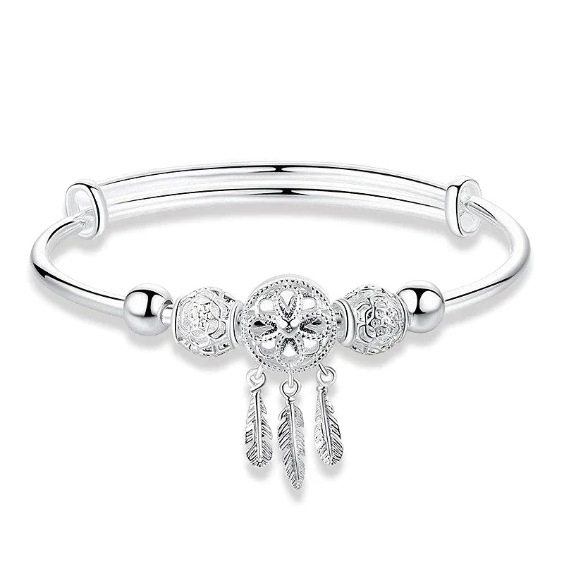 Pulseira ajustável Dreamcatcher em prata