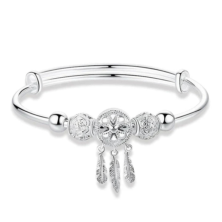 Pulseira ajustável Dreamcatcher em prata
