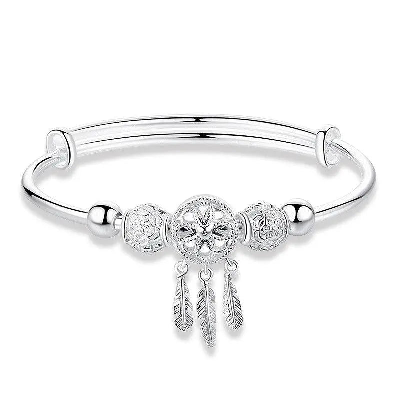 Pulseira Ajustável Apanhador de Sonhos em Prata