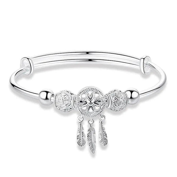 Pulseira Ajustável Apanhador de Sonhos em Prata