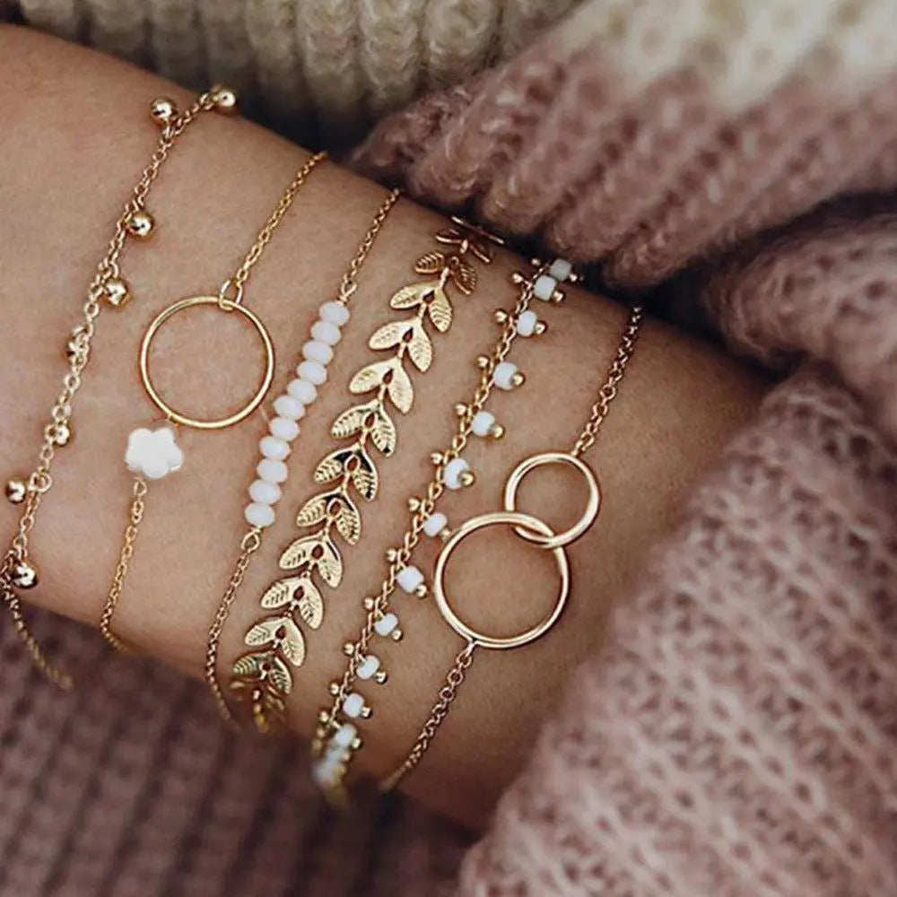 Conjunto de Pulseiras Boho em Ouro