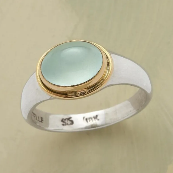 Anel de Prata com Diamante Verde