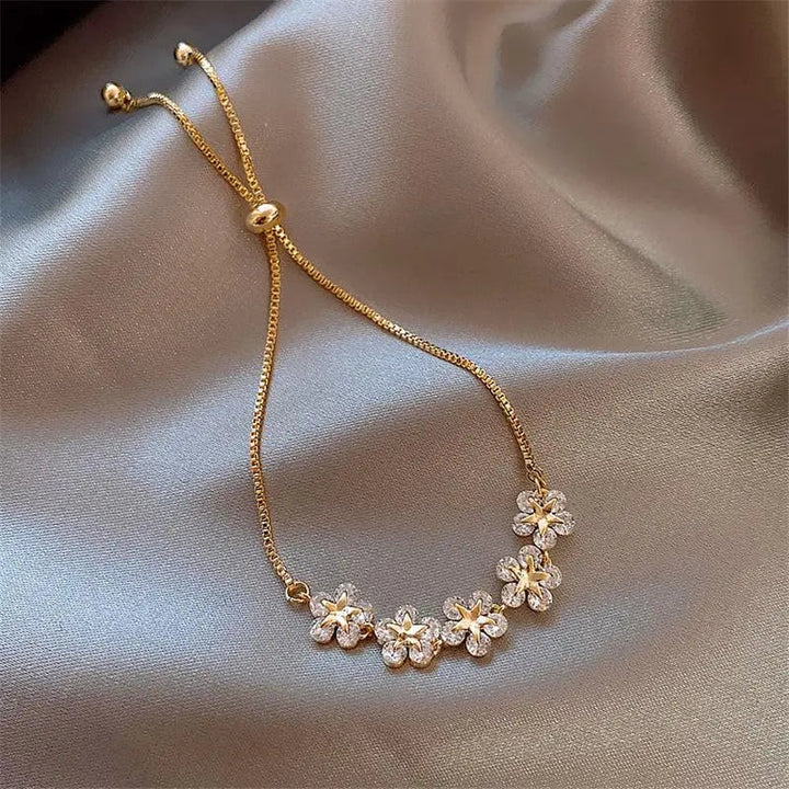 Pulseira Margarida de Cristal em Ouro