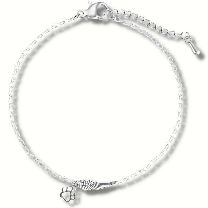 Pulseira Memorial em Prata com Asa de Anjo e Pegada | Feita à Mão