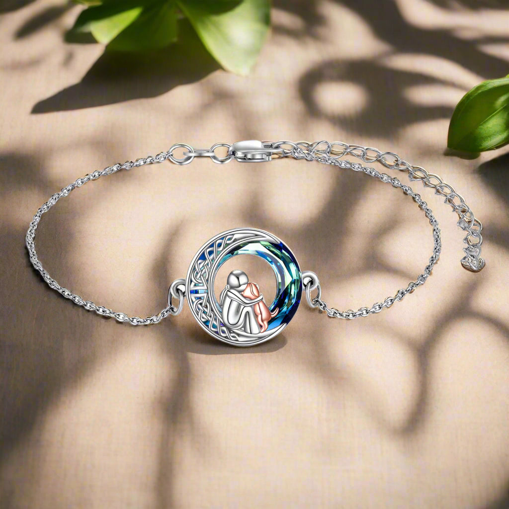 Pulseira Ajustável com Pingente de Cão em Prata de Lei