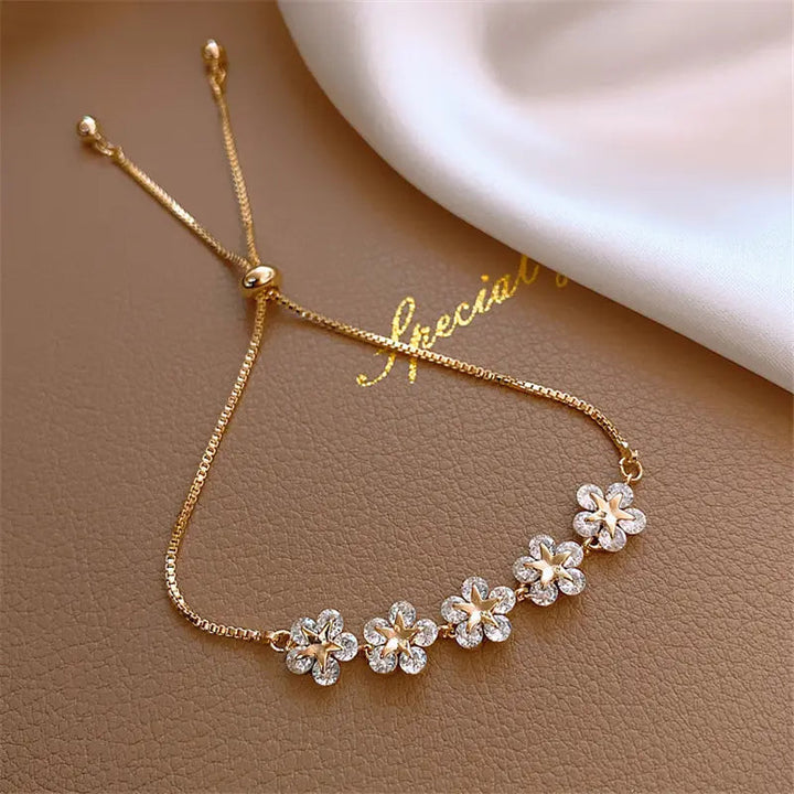 Pulseira Margarida de Cristal em Ouro