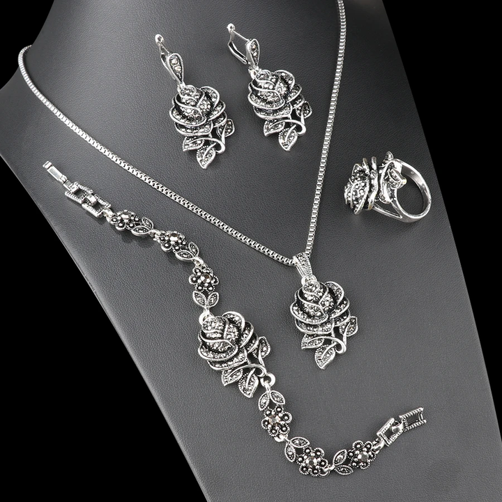 Elegante Conjunto em Prata com Zircônia