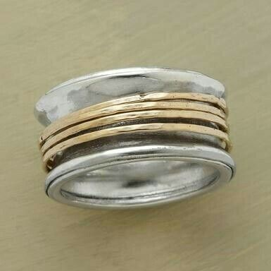 Anel Golden Thread em prata vintage