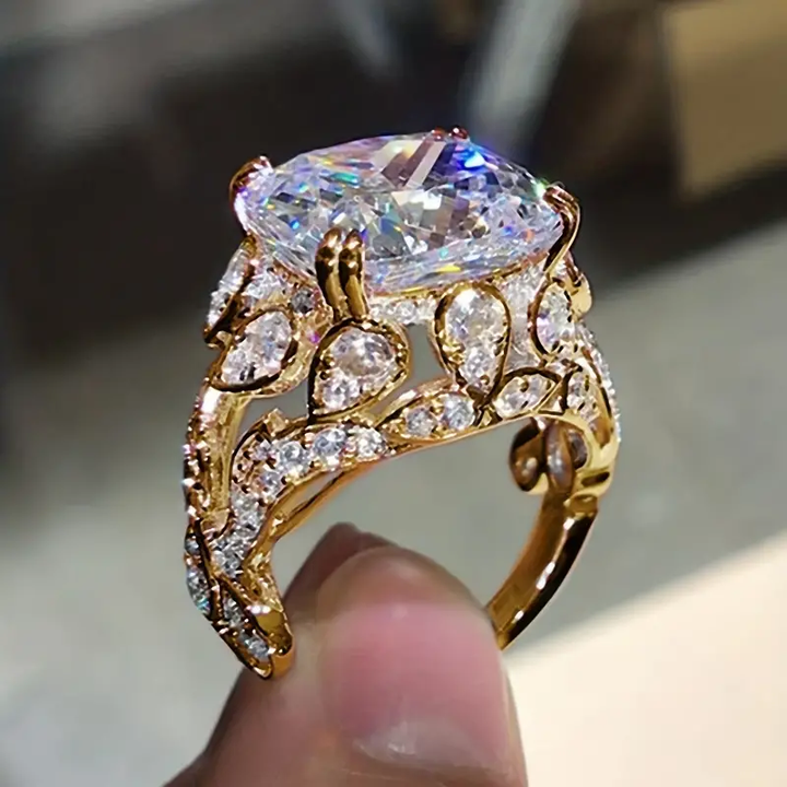 Anel Dourado com Vidro Vintage