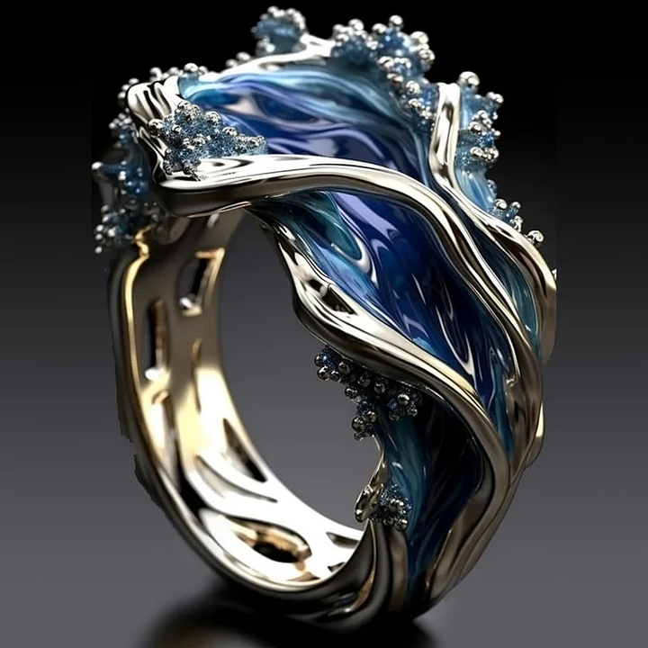 Anel Vintage Golden Ocean Wavy
