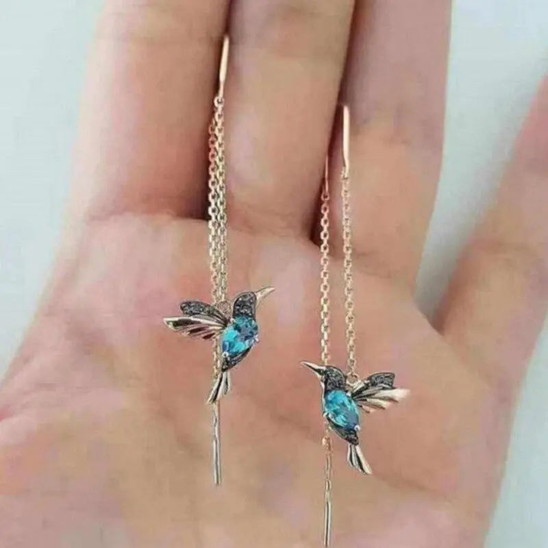 Brincos com Beija-flor em Esmalte e Zircónias