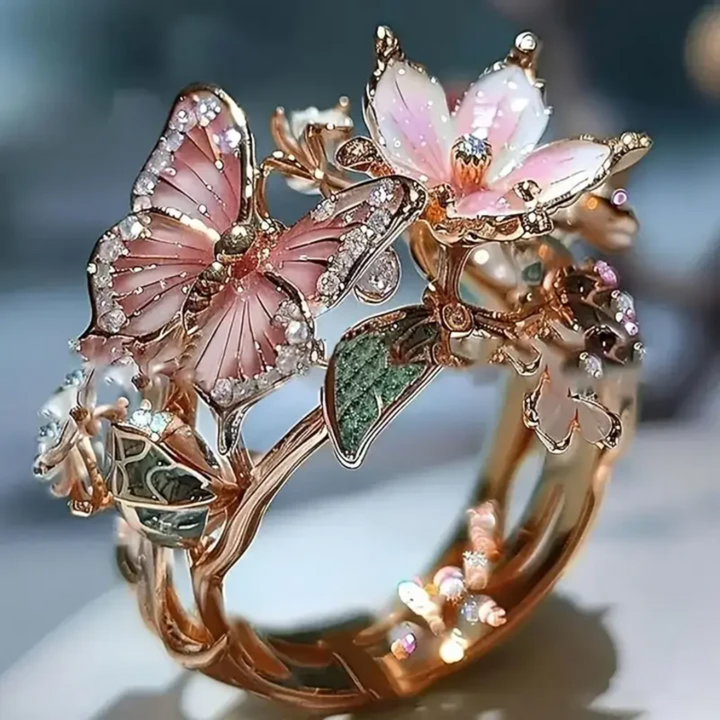 Anel Nature Bright Butterfly com zircônia