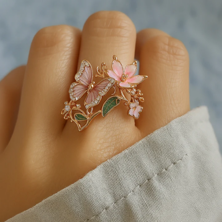Anel Nature Bright Butterfly com zircônia