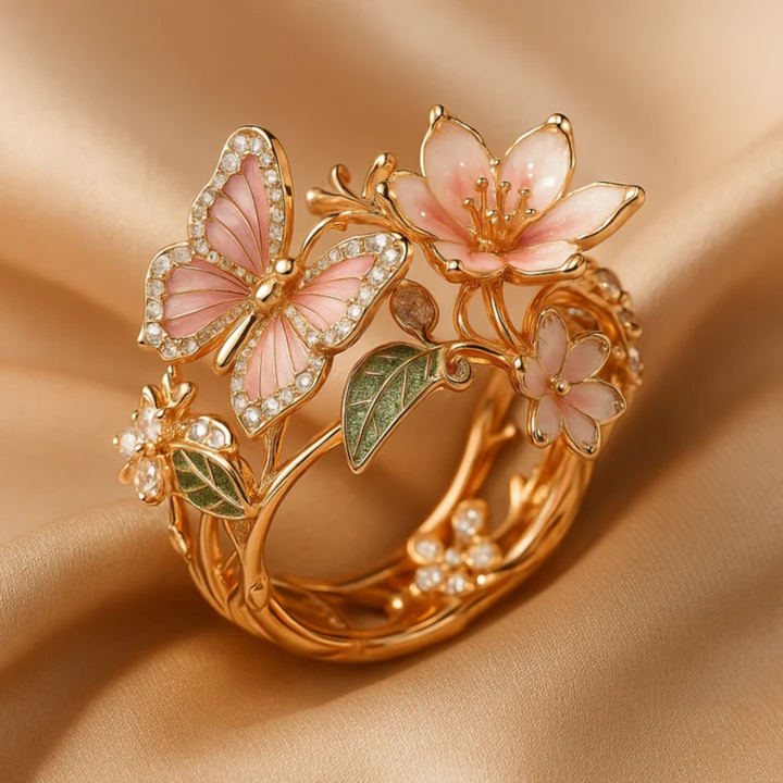 Anel Nature Bright Butterfly com zircônia