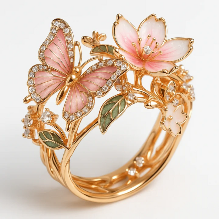 Anel Nature Bright Butterfly com zircônia