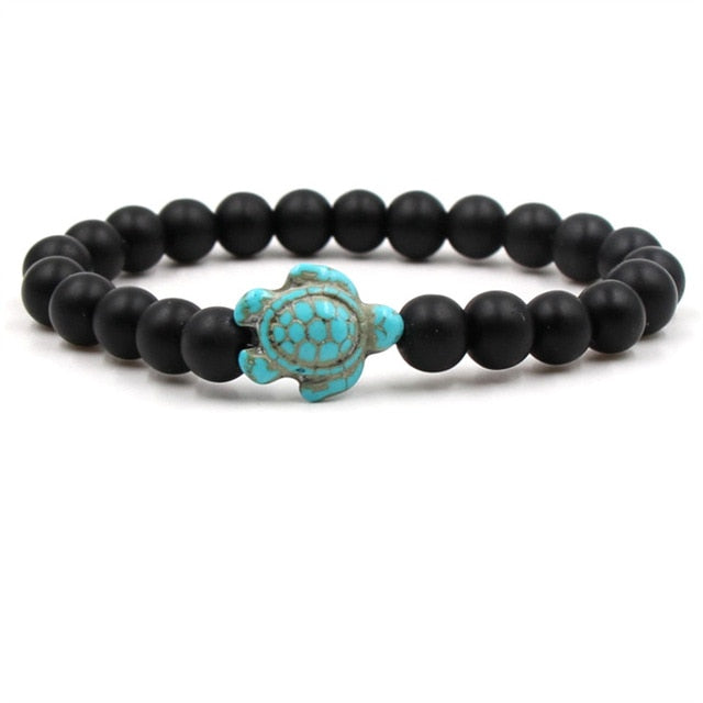 Pulseiras Exclusivas com Contas de Pedra Natural em Forma de Tartaruga