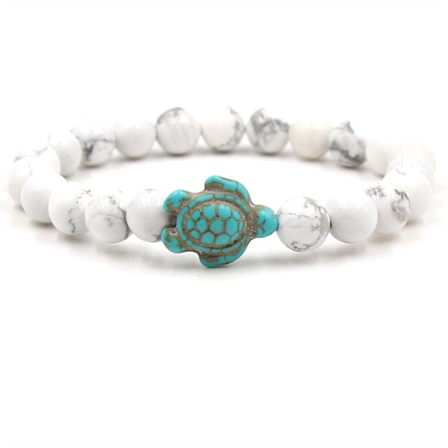 Pulseiras Exclusivas com Contas de Pedra Natural em Forma de Tartaruga