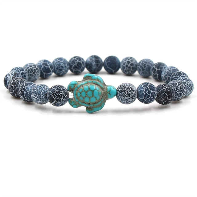Pulseiras Exclusivas com Contas de Pedra Natural em Forma de Tartaruga